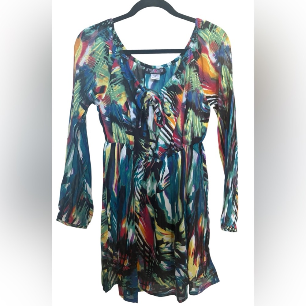 The Pyramid Collection Sheer Abstract Boho Dress /Beach Coverup XS